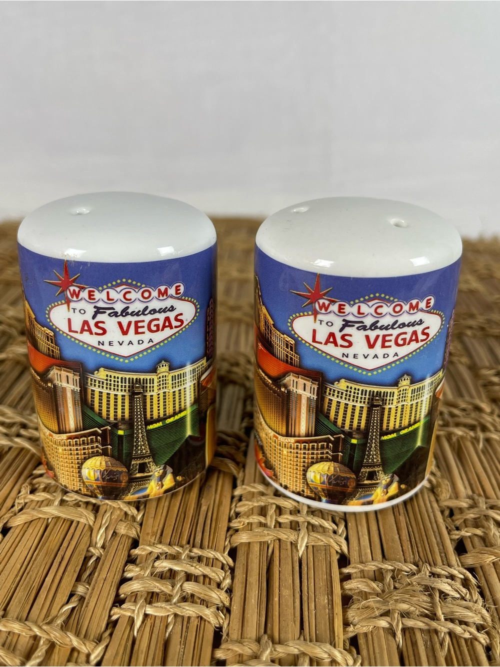 Las Vegas Salt & Pepper Shakers Kitschy Casino Souvenir Eclectic Decor